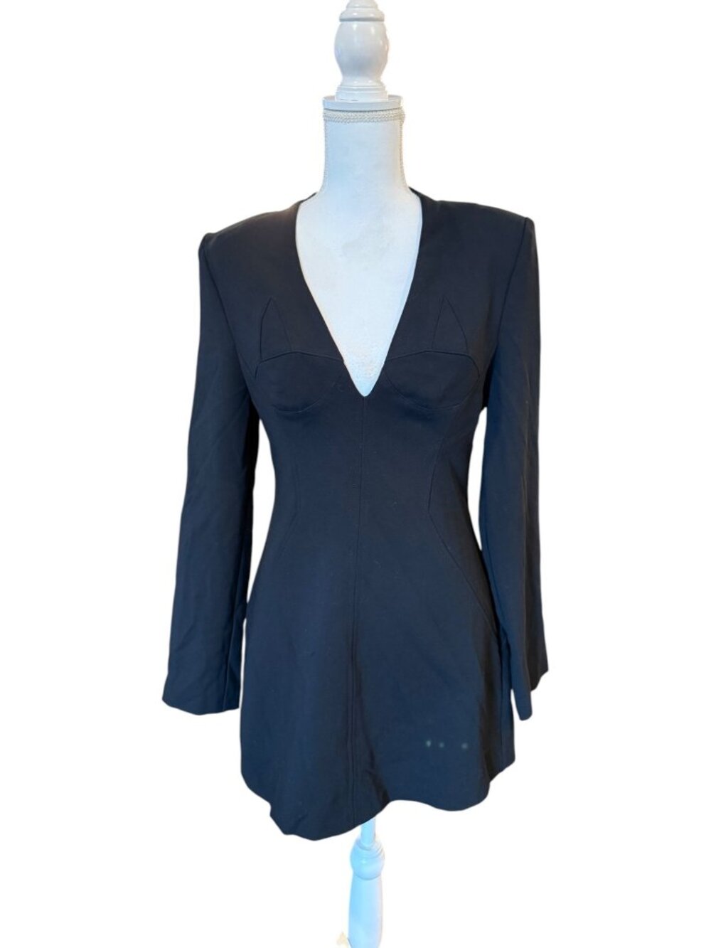 Black Halo Womens Black Long Sleeve Fitted Mini Dress Size 6